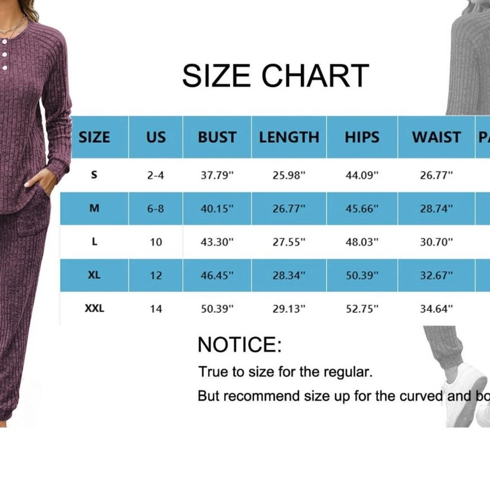 Ribbed Henley Lounge Pajama Set - Plum - Picture 6 of 7